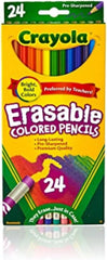 Crayola Erasable Colored Pencils (24ct), Kids Coloring Pencils for Coloring Books, Assorted Colors, Arts & Crafts Supplies, Gifts, Ages 6, 7, 8