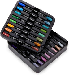 Crayola Sketch & Detail Dual-Tip Markers (16ct), Adult Coloring Set, 32 Colors, Fine & Brush Tip Art Markers, For Calligraphy & Drawing