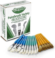 Crayola Paintbrush Variety Classpack (36ct), School Art Supplies for Kids, Flat & Round Paint Brushes for Toddlers & Classrooms, Easy Grip Handle
