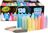Crayola Washable Outdoor Sidewalk Chalk Collection (130ct), Bulk Anti-Roll Chalk Sticks for Kids, Outdoor Toys & Activities, Teacher Appreciation Gifts, Ages 4, 5, 6