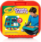 Crayola Create 'N Carry Travel Art Set for Kids (75pcs), 2-in-1 Lap Desk & Carrying Case, Essential Art Supplies Kit, Spring Crafting, Gift for Kids