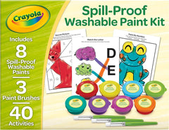 Crayola Spill Proof Paint Set (8ct), Washable Toddler Paint Kit, With Brushes, Pots, Activity Pages, Arts & Crafts Kit, Gift for Toddlers, Ages 3+
