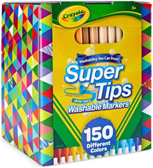 Crayola Super Tips Marker Set (150ct), Teacher Classroom Must Haves, Homeschool Supplies, 2-in-1 Fine Point & Broad Line Markers for Kids, 3+