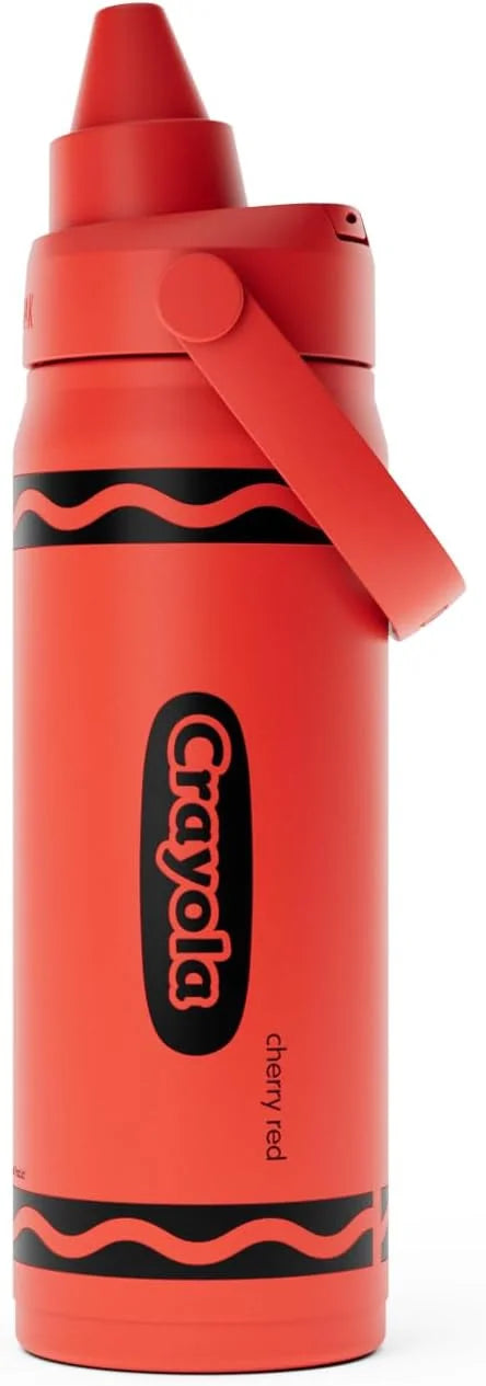 CamelBak Crayola Chug Insulated Stainless Steel Water Bottle, Cold Retention with Spill Resistant Lid for School and Everyday Hydration, 16oz, Cherry Red