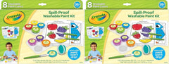 Crayola Spill Proof Paint Set (8ct), Washable Toddler Paint Kit, with Brushes, Pots, Activity Pages, Arts & Crafts Kit, Gift for Toddlers, Ages 3+ (Pack of 2)