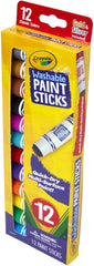 Crayola Quick Dry Paint Sticks (12ct), Washable Paint Set for Kids, Arts & Crafts Supplies, Multi-Surface, Assorted Colors, Kids Gifts