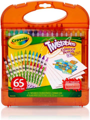 Crayola Twistables Colored Pencils Set 65 pieces (25 pencils + 40 paper sheets), Kids Drawing Kit, Portable Art Case, Kids Colored Pencils, Coloring Supplies, Gifts.