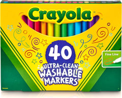 Crayola Ultra Clean Fine Line Washable Markers (40ct), Colored Markers for Kids, Fine Tip, Coloring Book Art Supplies, Gifts for Kids, Ages 3, 4, 5 (Pack of 10)