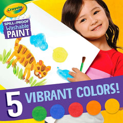 Crayola Spill Proof Paint Set Washable Paint for Kids, Teacher School Supplies & Essentials, Includes Brush & Paper, Arts & Crafts, Toddler Gift, Ages 3+