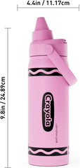 CamelBak Crayola Chug Insulated Stainless Steel Water Bottle, Cold Retention with Spill Resistant Lid for School and Everyday Hydration, 16oz, Carnation Pink